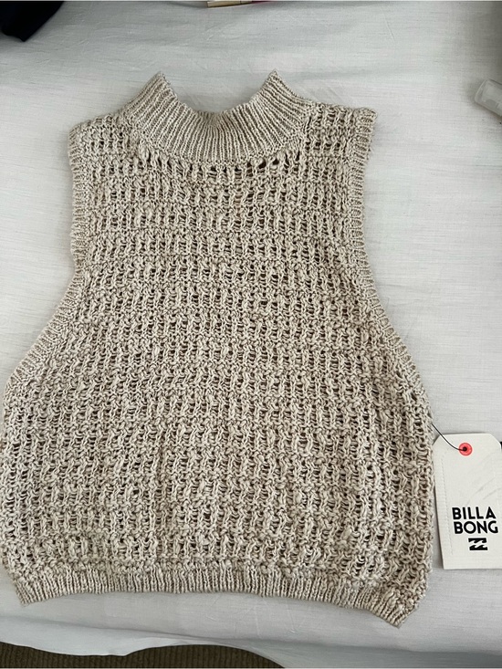 Billabong Tops - Billabong Cream Knit Sleeveless Mock Neck Sweater Vest